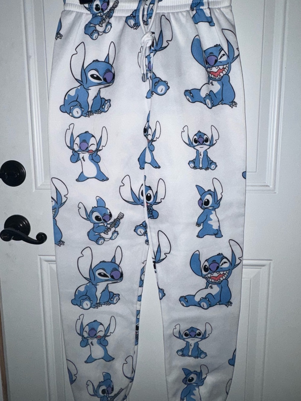 Disney White and Blue Stitch Print Kids Pajama Bottoms